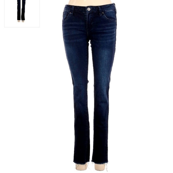 Dear John Denim - Dear John Joyrich Comfort Skinny Dark Wash Blue Denim Jeans Women's 26 Frayed